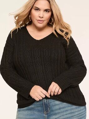 🆕 Lane Bryant V-Neck Cable Knit Pullover Sweater